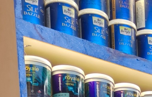 Berger Silk range real in-store photograph at Islamia Paints & Decor, Topsia Kolkata